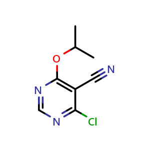 Chemical structure of 4-chloro-6-isopropoxy-pyrimidine-5-carbonitrile , CAS 2207399-82-2, AChemBlock X183085