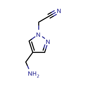 Chemical structure of 2-[4-(aminomethyl)pyrazol-1-yl]acetonitrile , CAS 1341637-47-5, AChemBlock X183094