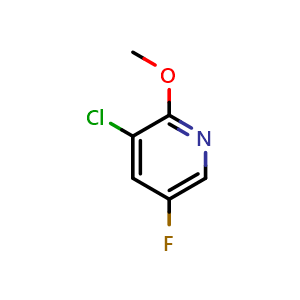 Chemical structure of 3-chloro-5-fluoro-2-methoxy-pyridine , CAS 1214377-00-0, AChemBlock X183097