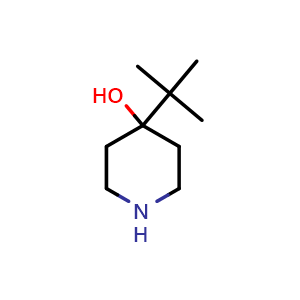 Chemical structure of 4-tert-butylpiperidin-4-ol , CAS 73617-82-0, AChemBlock X183099