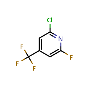 Chemical structure of 2-Chloro-6-fluoro-4-(trifluoromethyl)pyridine , CAS 1207665-87-9, AChemBlock X183108