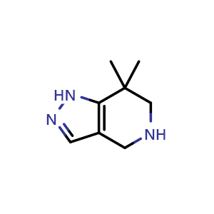 Chemical structure of 7,7-dimethyl-1,4,5,6-tetrahydropyrazolo[4,3-c]pyridine , CAS 635712-89-9, AChemBlock X183116