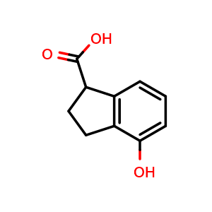 Chemical structure of 4-hydroxyindane-1-carboxylic acid , CAS 1369503-31-0, AChemBlock X183127