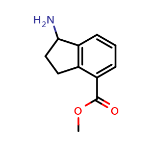 Chemical structure of methyl 1-aminoindane-4-carboxylate , CAS 1273664-66-6, AChemBlock X183129