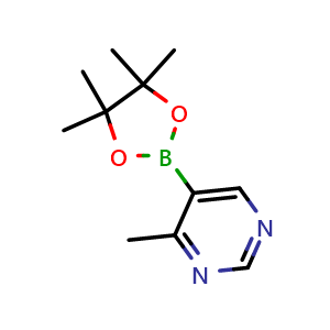 Chemical structure of 4-methyl-5-(4,4,5,5-tetramethyl-1,3,2-dioxaborolan-2-yl)pyrimidine , CAS 1370001-96-9, AChemBlock X183130