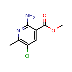 Chemical structure of methyl 2-amino-5-chloro-6-methyl-pyridine-3-carboxylate , CAS 2091494-09-4, AChemBlock X183132