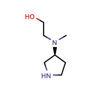 Chemical structure of 2-[methyl-[(3S)-pyrrolidin-3-yl]amino]ethanol , CAS 748766-92-9, AChemBlock X183136