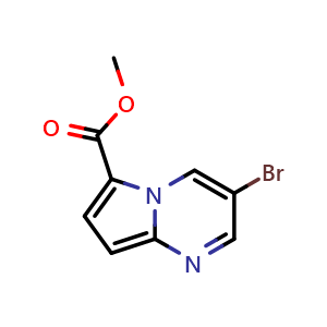Chemical structure of methyl 3-bromopyrrolo[1,2-a]pyrimidine-6-carboxylate , CAS 1315360-45-2, AChemBlock X183151