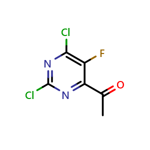 Chemical structure of 1-(2,6-dichloro-5-fluoro-pyrimidin-4-yl)ethanone , CAS 1289559-65-4, AChemBlock X183154