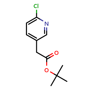 Chemical structure of tert-butyl 2-(6-chloro-3-pyridyl)acetate , CAS 1838653-97-6, AChemBlock X183155
