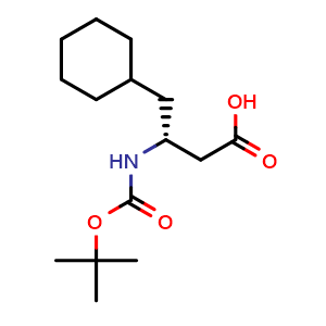 Chemical structure of (3R)-3-(tert-butoxycarbonylamino)-4-cyclohexyl-butanoic acid , CAS 321330-09-0, AChemBlock X183163