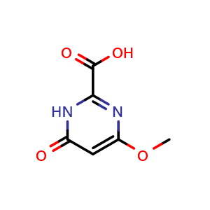 Chemical structure of 4-methoxy-6-oxo-1H-pyrimidine-2-carboxylic acid , CAS 1785505-43-2, AChemBlock X183168