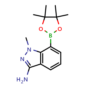 Chemical structure of 1-methyl-7-(4,4,5,5-tetramethyl-1,3,2-dioxaborolan-2-yl)indazol-3-amine , CAS 1626336-02-4, AChemBlock X183175
