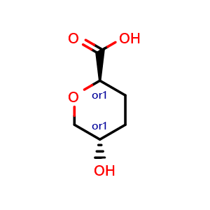 Chemical structure of trans-5-hydroxytetrahydropyran-2-carboxylic acid , CAS 129489-47-0, AChemBlock X183178