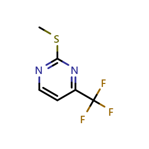 Chemical structure of 2-methylsulfanyl-4-(trifluoromethyl)pyrimidine , CAS 136547-20-1, AChemBlock X183201