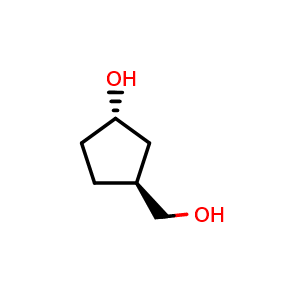 Chemical structure of (1S,3S)-3-(hydroxymethyl)cyclopentanol , CAS 1007125-14-5, AChemBlock X183203