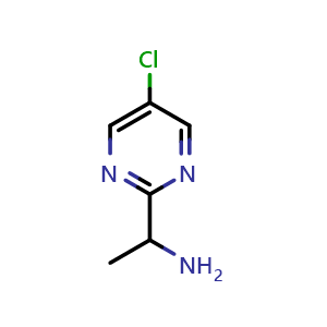Chemical structure of 1-(5-chloropyrimidin-2-yl)ethanamine , CAS 944902-32-3, AChemBlock X183225