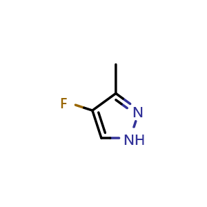 Chemical structure of 4-fluoro-3-methyl-1H-pyrazole , CAS 133915-74-9, AChemBlock X183238