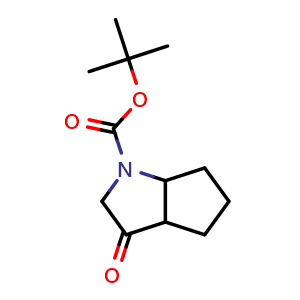 Chemical structure of tert-butyl 3-oxo-2,3a,4,5,6,6a-hexahydrocyclopenta[b]pyrrole-1-carboxylate , CAS 2243507-85-7, AChemBlock X183247
