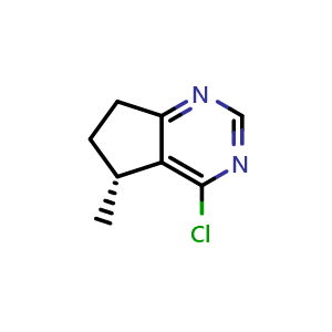 Chemical structure of (5R)-4-chloro-5-methyl-6,7-dihydro-5H-cyclopenta[d]pyrimidine , CAS 953045-35-7, AChemBlock X183254