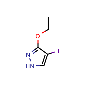 Chemical structure of 3-ethoxy-4-iodo-1H-pyrazole , CAS 1207431-89-7, AChemBlock X183259