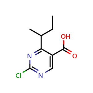 Chemical structure of 2-chloro-4-sec-butyl-pyrimidine-5-carboxylic acid , CAS 2167513-01-9, AChemBlock X183260