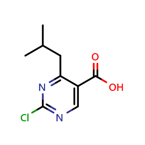 Chemical structure of 2-chloro-4-isobutyl-pyrimidine-5-carboxylic acid , CAS 2167843-93-6, AChemBlock X183261