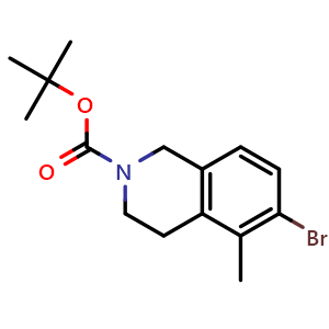 Chemical structure of tert-butyl 6-bromo-5-methyl-3,4-dihydro-1H-isoquinoline-2-carboxylate , CAS 1823585-31-4, AChemBlock X183264