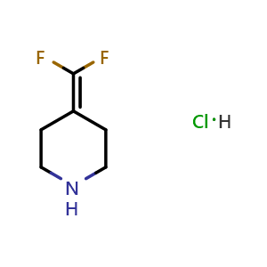 Chemical structure of 4-(difluoromethylene)piperidine;hydrochloride , CAS 208245-66-3, AChemBlock X183265