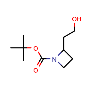 Chemical structure of tert-butyl 2-(2-hydroxyethyl)azetidine-1-carboxylate , CAS 1228646-09-0, AChemBlock X183266
