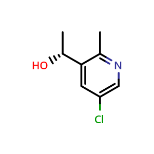 Chemical structure of (1R)-1-(5-chloro-2-methyl-3-pyridyl)ethanol , CAS 2643341-21-1, AChemBlock X183267