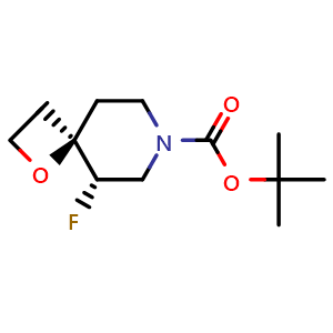 Chemical structure of tert-butyl (4R,5S)-5-fluoro-1-oxa-7-azaspiro[3.5]nonane-7-carboxylate , CAS 2920179-00-4, AChemBlock X183272