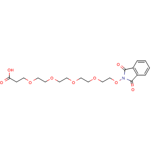Chemical structure of 3-[2-[2-[2-[2-(1,3-dioxoisoindolin-2-yl)oxyethoxy]ethoxy]ethoxy]ethoxy]propanoic acid , CAS 1415328-83-4, AChemBlock X183273