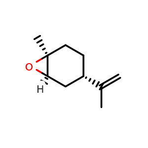 Chemical structure of (1S,4S,6R)-4-isopropenyl-1-methyl-7-oxabicyclo[4.1.0]heptane , CAS 32543-51-4, AChemBlock X183277