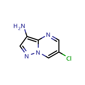 Chemical structure of 6-chloropyrazolo[1,5-a]pyrimidin-3-amine , CAS 1780545-52-9, AChemBlock X183283