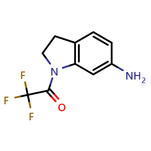 Chemical structure of 1-(6-aminoindolin-1-yl)-2,2,2-trifluoro-ethanone , CAS 173669-34-6, AChemBlock X183296
