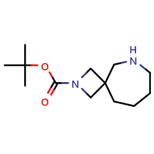 Chemical structure of tert-butyl 2,9-diazaspiro[3.6]decane-2-carboxylate , CAS 1251009-12-7, AChemBlock X183300