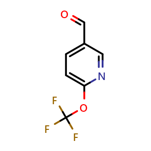 Chemical structure of 6-(trifluoromethoxy)pyridine-3-carbaldehyde , CAS 1361849-85-5, AChemBlock X183306
