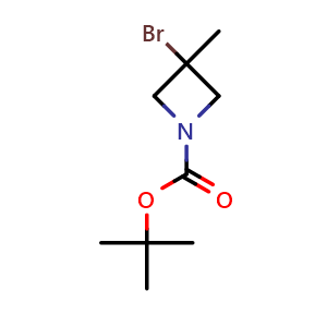 Chemical structure of tert-butyl 3-bromo-3-methyl-azetidine-1-carboxylate , CAS 2920415-81-0, AChemBlock X183308