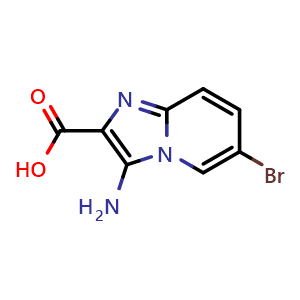 Chemical structure of 3-amino-6-bromo-imidazo[1,2-a]pyridine-2-carboxylic acid , CAS 1482720-21-7, AChemBlock X183313