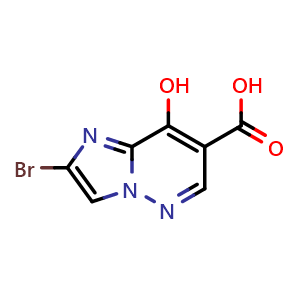 Chemical structure of 2-bromo-8-hydroxy-imidazo[1,2-b]pyridazine-7-carboxylic acid , CAS 1579103-58-4, AChemBlock X183319
