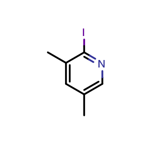 Chemical structure of 2-iodo-3,5-dimethyl-pyridine , CAS 445373-09-1, AChemBlock X183327