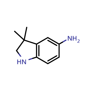 Chemical structure of 3,3-dimethylindolin-5-amine , CAS 1158745-51-7, AChemBlock X183329