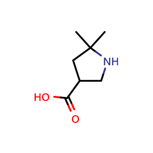 Chemical structure of 5,5-dimethylpyrrolidine-3-carboxylic acid , CAS 1501289-97-9, AChemBlock X183333