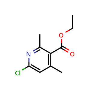 Chemical structure of ethyl 6-chloro-2,4-dimethyl-pyridine-3-carboxylate , CAS 54453-94-0, AChemBlock X183339