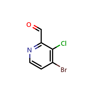Chemical structure of 4-bromo-3-chloro-pyridine-2-carbaldehyde , CAS 1289114-25-5, AChemBlock X183342