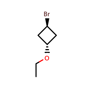 Chemical structure of trans-1-bromo-3-ethoxy-cyclobutane , CAS 59138-94-2, AChemBlock X183343