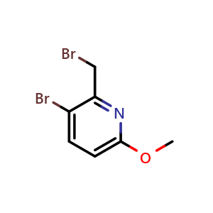 Chemical structure of 3-bromo-2-(bromomethyl)-6-methoxy-pyridine , CAS 156094-64-3, AChemBlock X183371