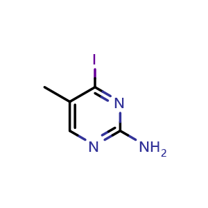 Chemical structure of 4-iodo-5-methyl-pyrimidin-2-amine , CAS 1260741-48-7, AChemBlock X183398