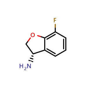 Chemical structure of (3S)-7-fluoro-2,3-dihydrobenzofuran-3-amine , CAS 1228570-77-1, AChemBlock X183408